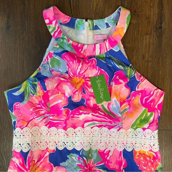 🆕 Lilly Pulitzer Ashlyn Shift Dress in beckon blue jungle utopia SZ 14 - Picture 2 of 3
